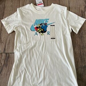 Nike Kids White and Blue Graphic Tee